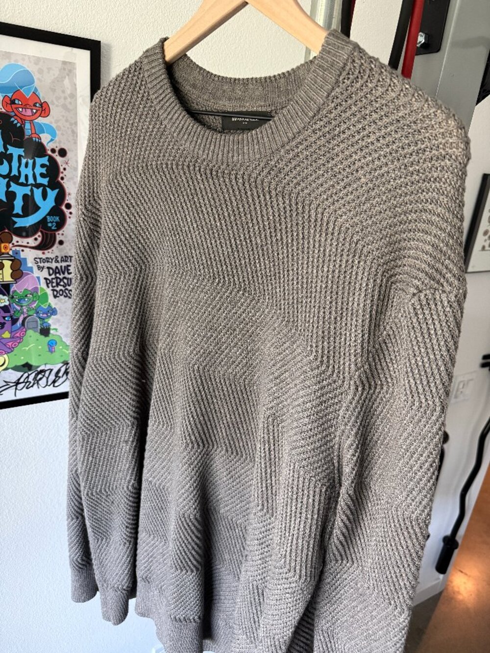 Banana Republic XXL Gray Textured Knit Crewneck Sweater